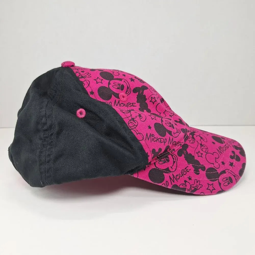 Disney Parks Hat Cap Youth Pink Mickey Mouse Rhinestone Strapback Baseball Bling